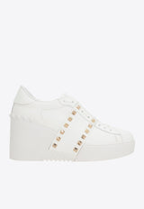 Valentino Open Disco Wedge Sneakers in Calf Leather White 3W2S0HP0BHS 0BO