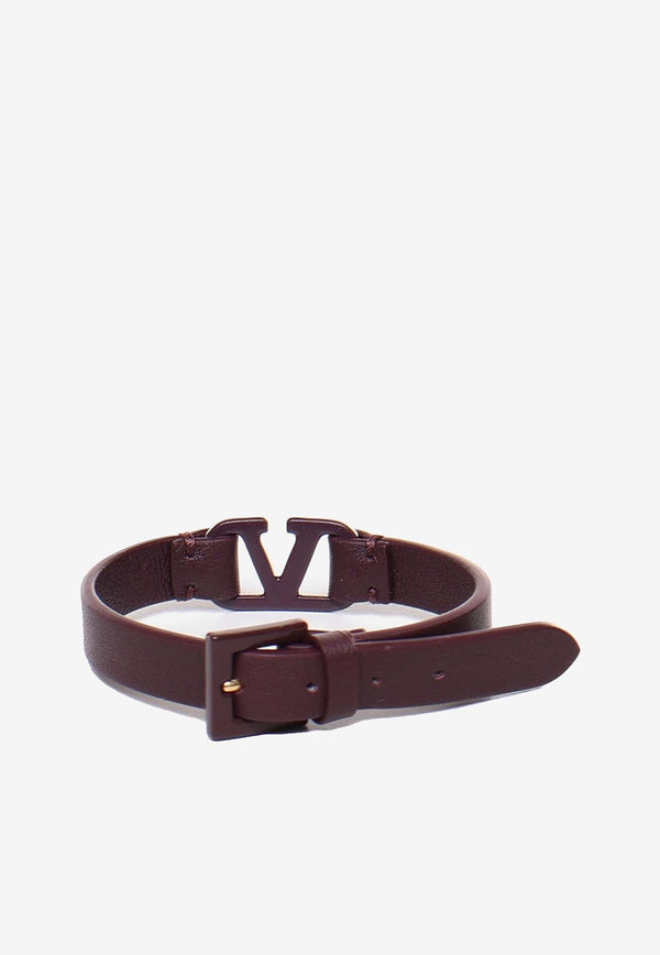 Valentino VLogo Leather Bracelet 3Y2J0M67SAV U26 Bordeaux