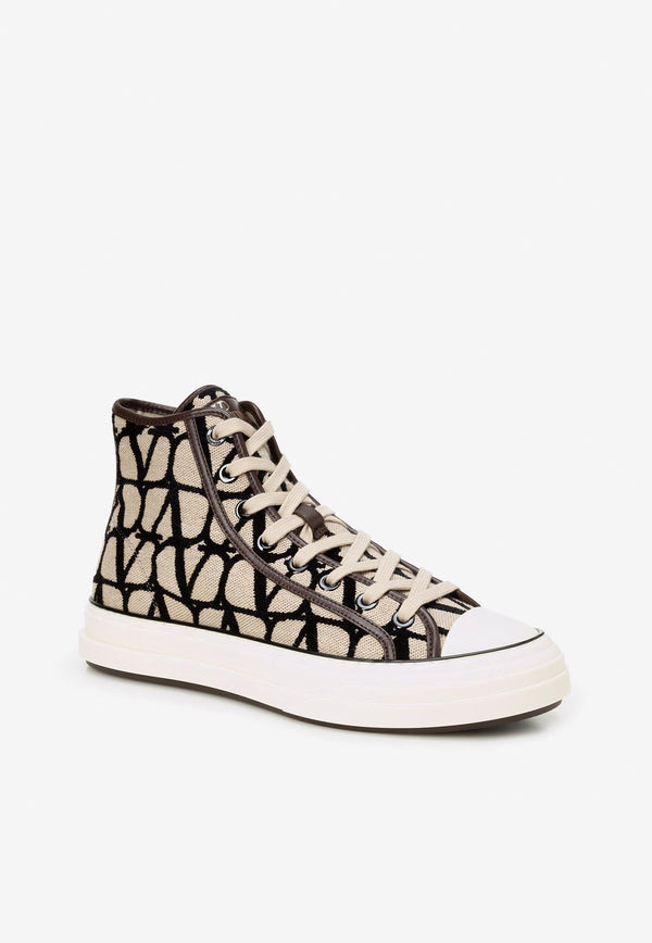 Valentino Totaloop Toile Iconographe High-Top Sneakers 3Y2S0H01RWC 6ZN Beige