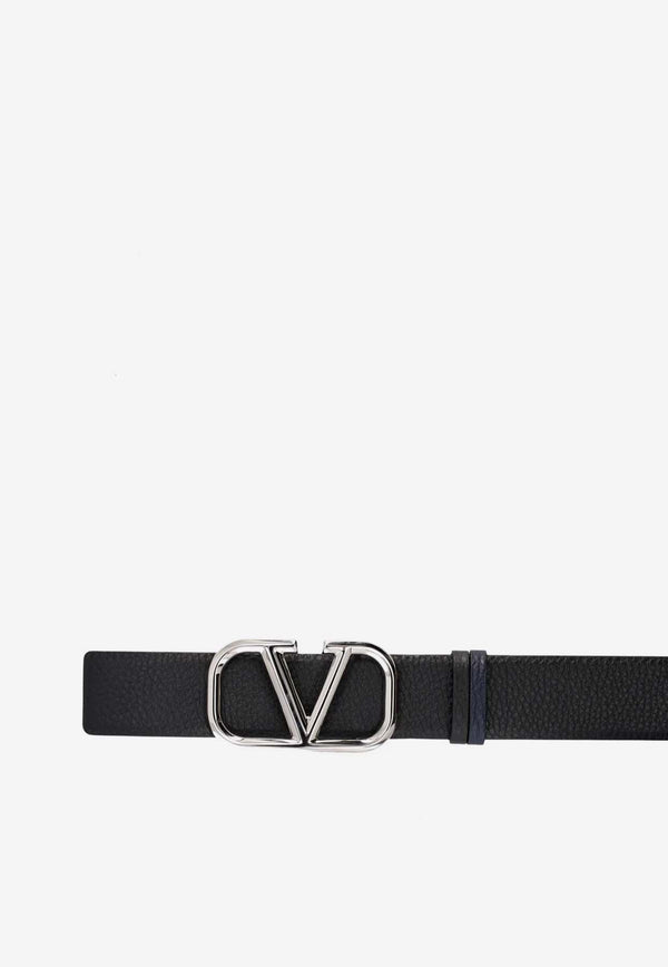 Valentino VLogo Buckle Leather Belt 3Y2T0T46MRX M77 Black