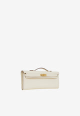 Kelly Cut Clutch Pochette in Nata Swift with Gold Hardware