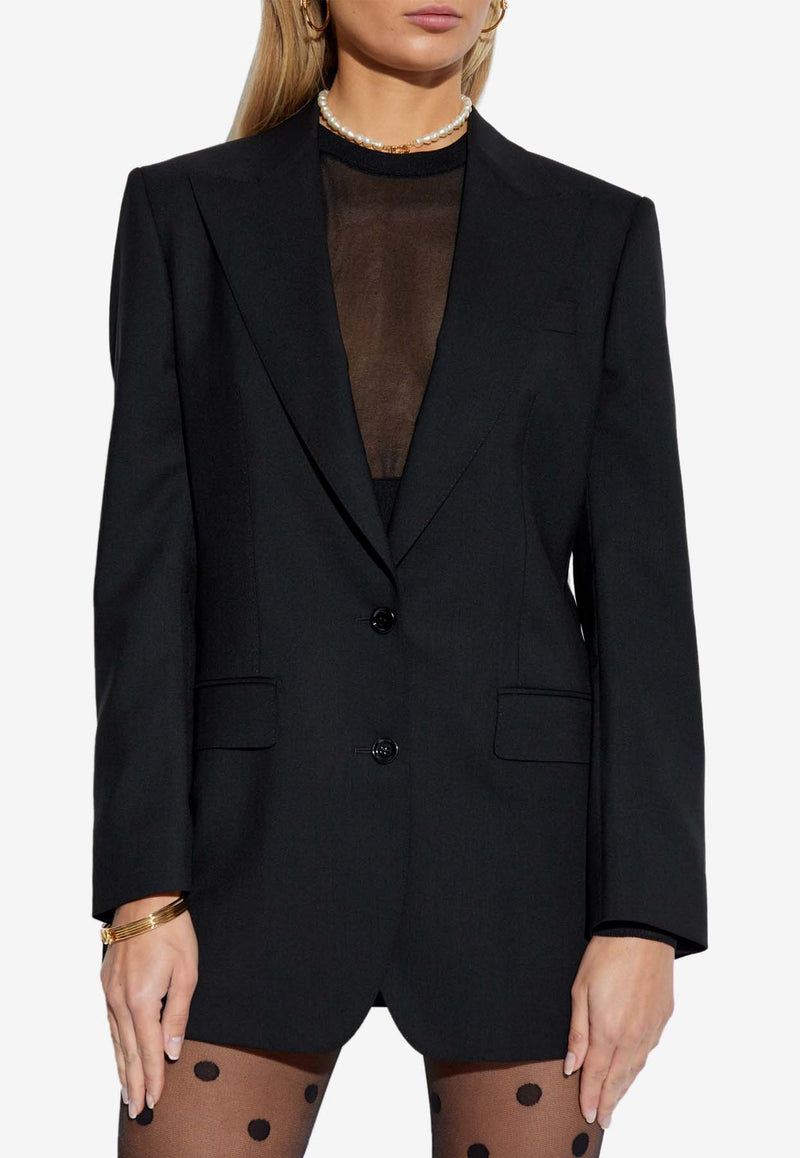 Dolce & Gabbana Single-Breasted Wool Blazer Black F290XT FU28D-N0000