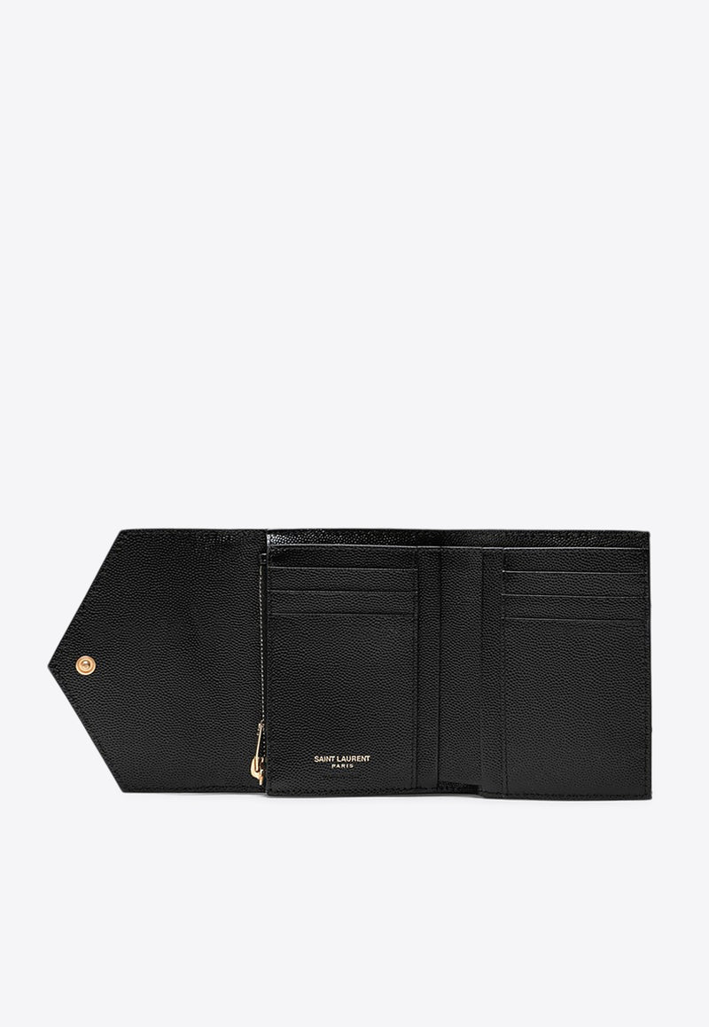 Saint Laurent Cassandre Tri-Fold Wallet in Quilted Leather Black 403943BOW01/P_YSL-1000