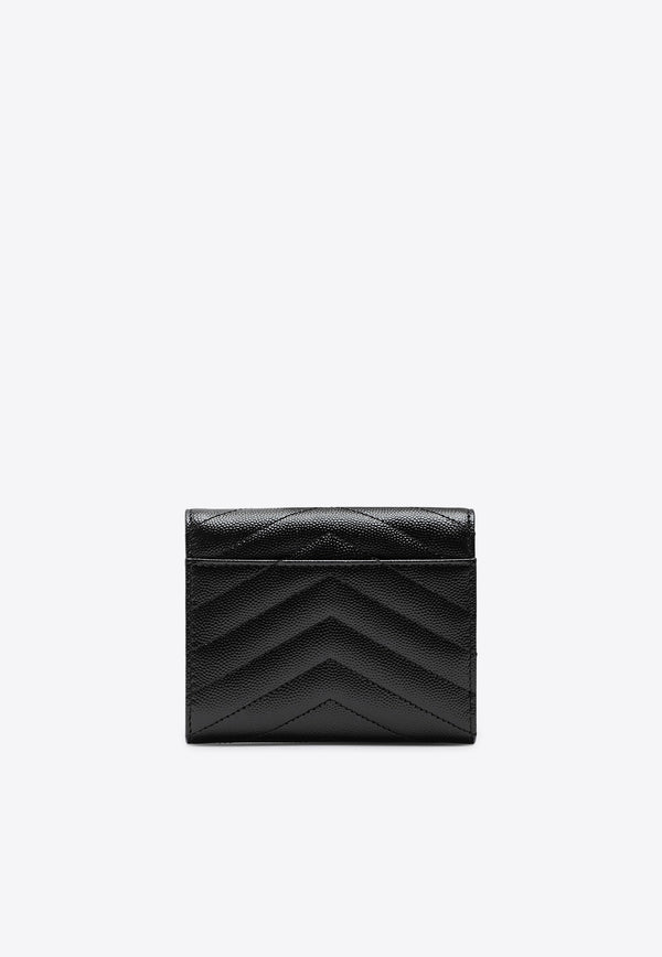 Saint Laurent Cassandre Tri-Fold Wallet in Quilted Leather Black 403943BOW01/P_YSL-1000