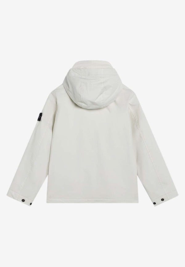 Stone Island Junior Boys Zip-Up Windbreaker Jacket White 4100001-BS0A27/R_STONE-V0093