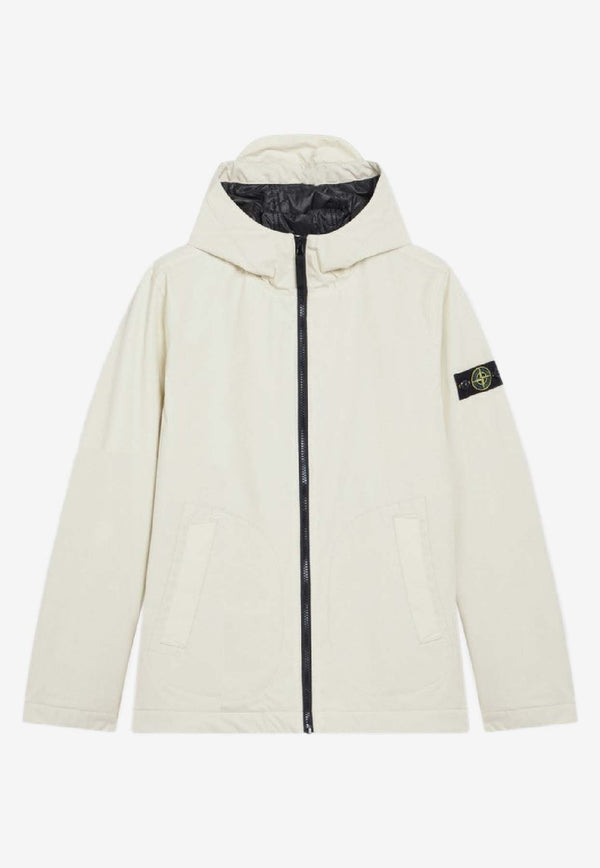 Stone Island Kids Boys Logo Patch Zip-Up Jacket Ivory 4100001-CS0A27/R_STONE-V0093