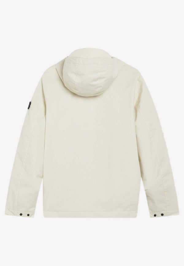 Stone Island Kids Boys Logo Patch Zip-Up Jacket Ivory 4100001-CS0A27/R_STONE-V0093