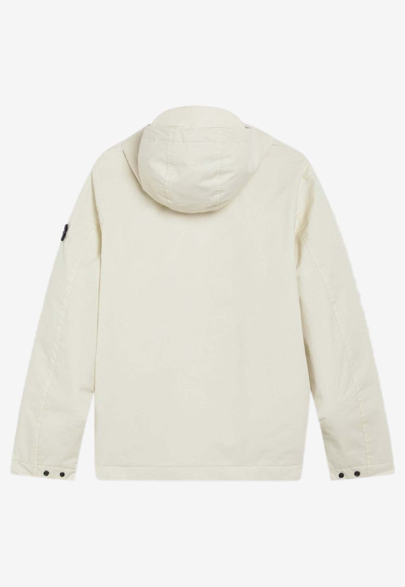 Stone Island Kids Boys Logo Patch Zip-Up Jacket Ivory 4100001-CS0A27/R_STONE-V0093