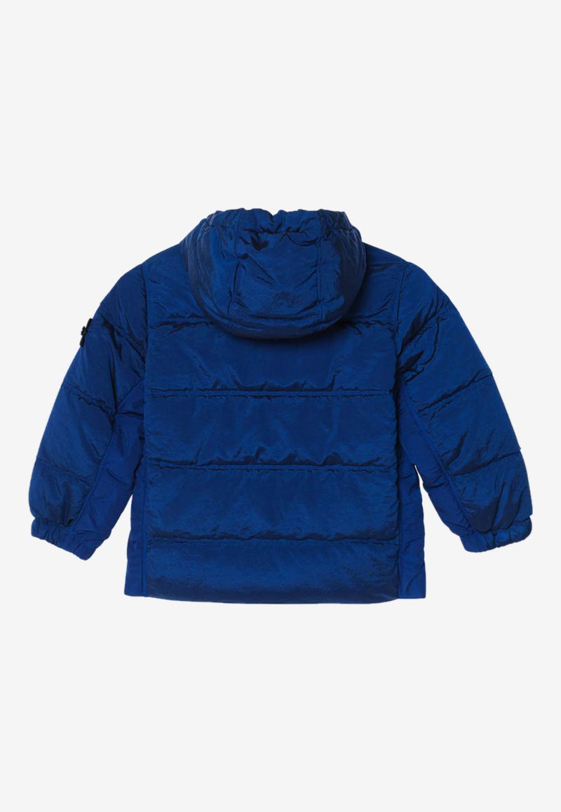 Stone Island Junior Boys Logo Patch Down Jacket Blue 4100010-DS0019/R_STONE-V0022
