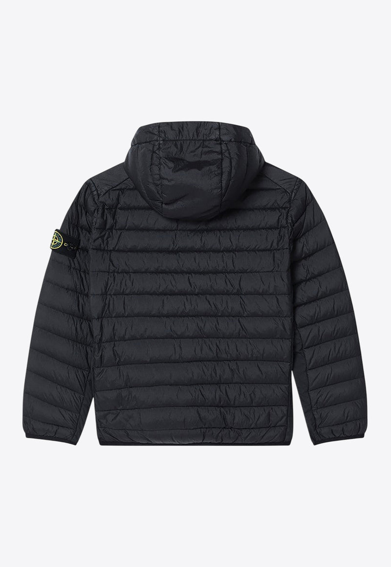 Stone Island Junior Boys Compass Patch Hooded Down Jacket Black 4100011-BS0024/Q_STONE-V0029
