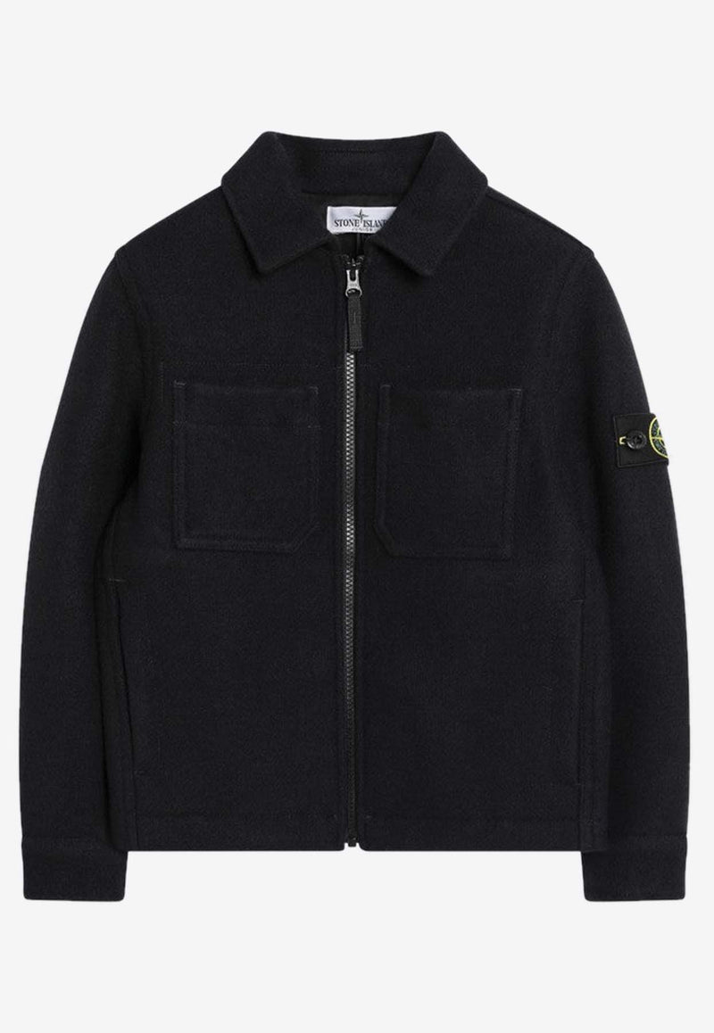 Stone Island Junior Boys Compass Patch Zip-Up Jacket Navy 4100014-CS0206_STONE-V0020