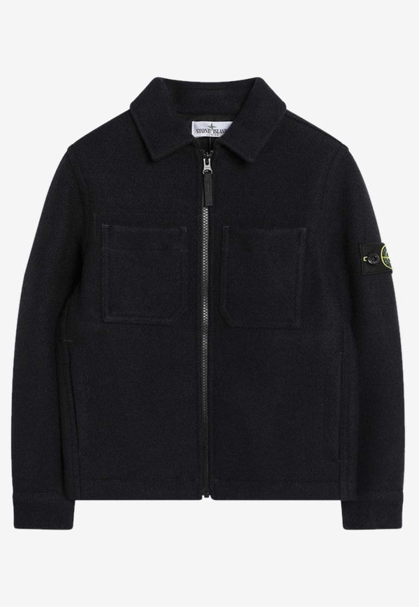 Stone Island Junior Boys Compass Patch Zip-Up Jacket Navy 4100014S0206_STONE-V0020