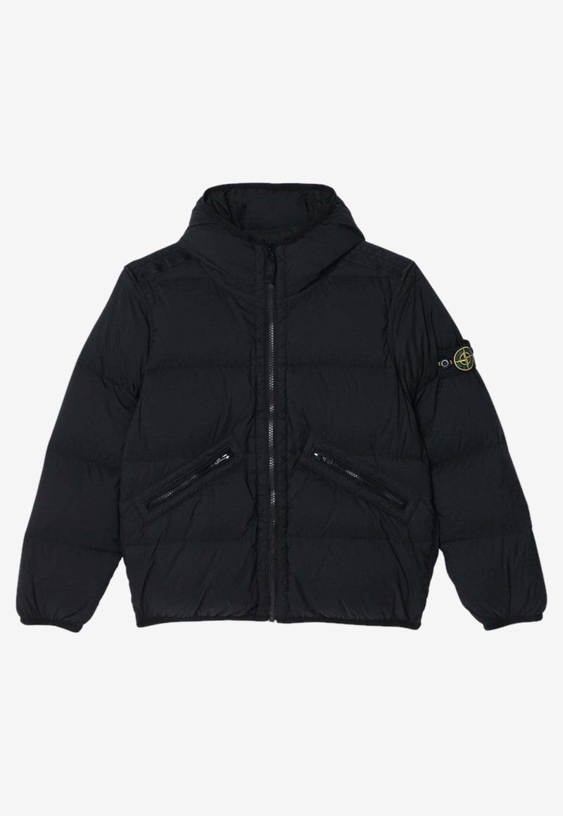 Stone Island Junior Boys Compass Logo Down Jacket Black 4100017S0028/R_STONE-V0029