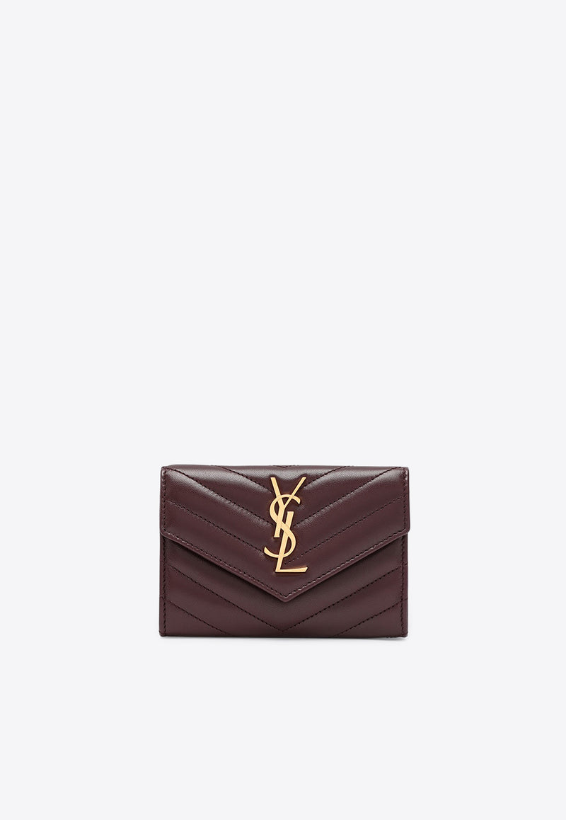 Saint Laurent Cassandre Quilted Leather Wallet Bordeaux 414404AAA44/R_YSL-6195