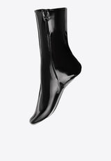 Amina Muaddi X Wolford Shiny Latex Crew Socks  Black 41583PL/J_WOLFO-7005