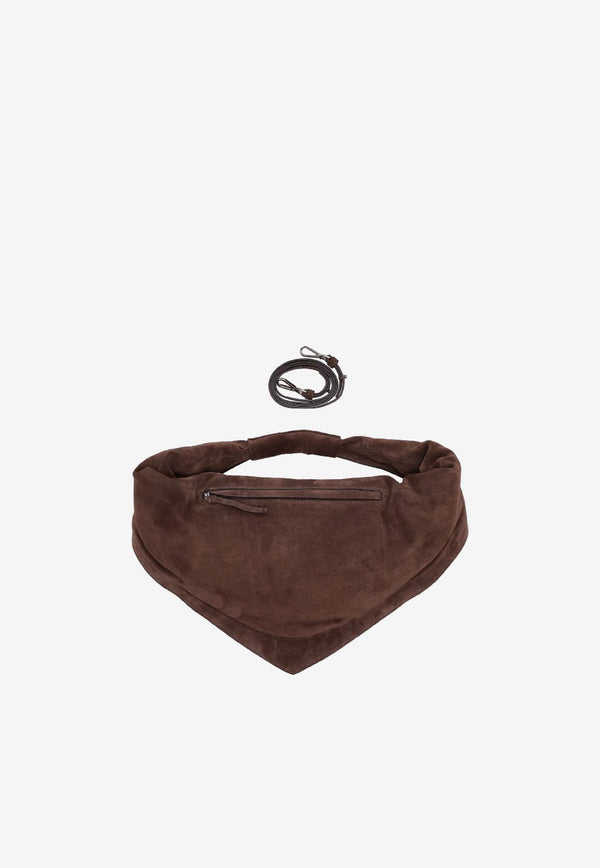 Federico Cina Maxi Tortellino Suede Shoulder Bag Brown TB0102_CHOCOLATE