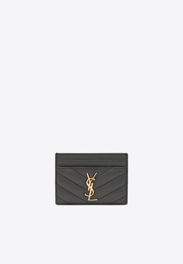 Saint Laurent Cassandre Quilted Leather Cardholder Gray 423291AAA44/R_YSL-1997
