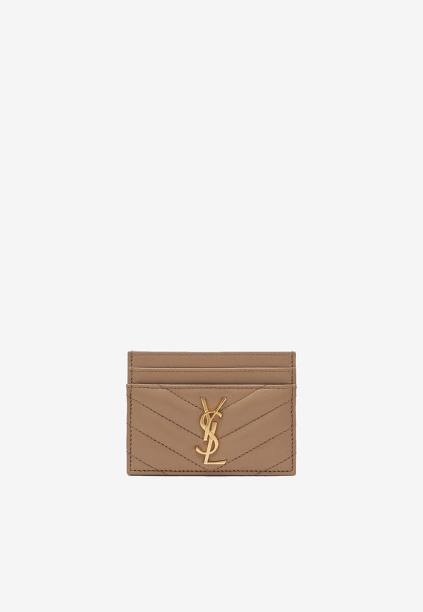 Saint Laurent Cassandre Quilted Leather Cardholder Brown 423291AAA44/R_YSL-2357