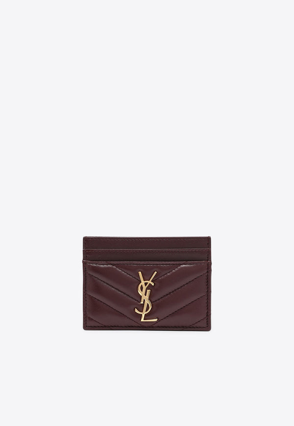 Saint Laurent Cassandre Quilted Leather Cardholder Burgundy 423291AAA44/R_YSL-6195