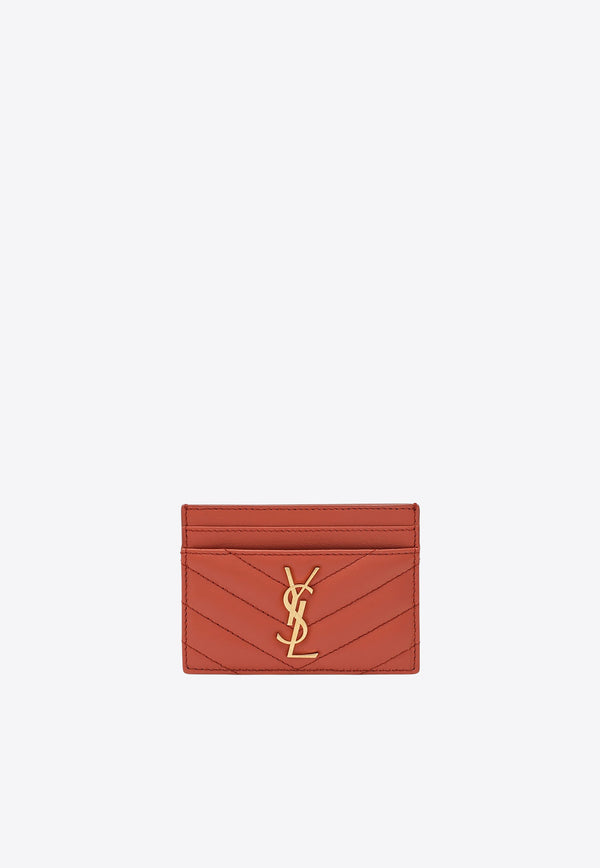 Saint Laurent Cassandre Quilted Leather Cardholder Orange 423291AAA44/R_YSL-7993