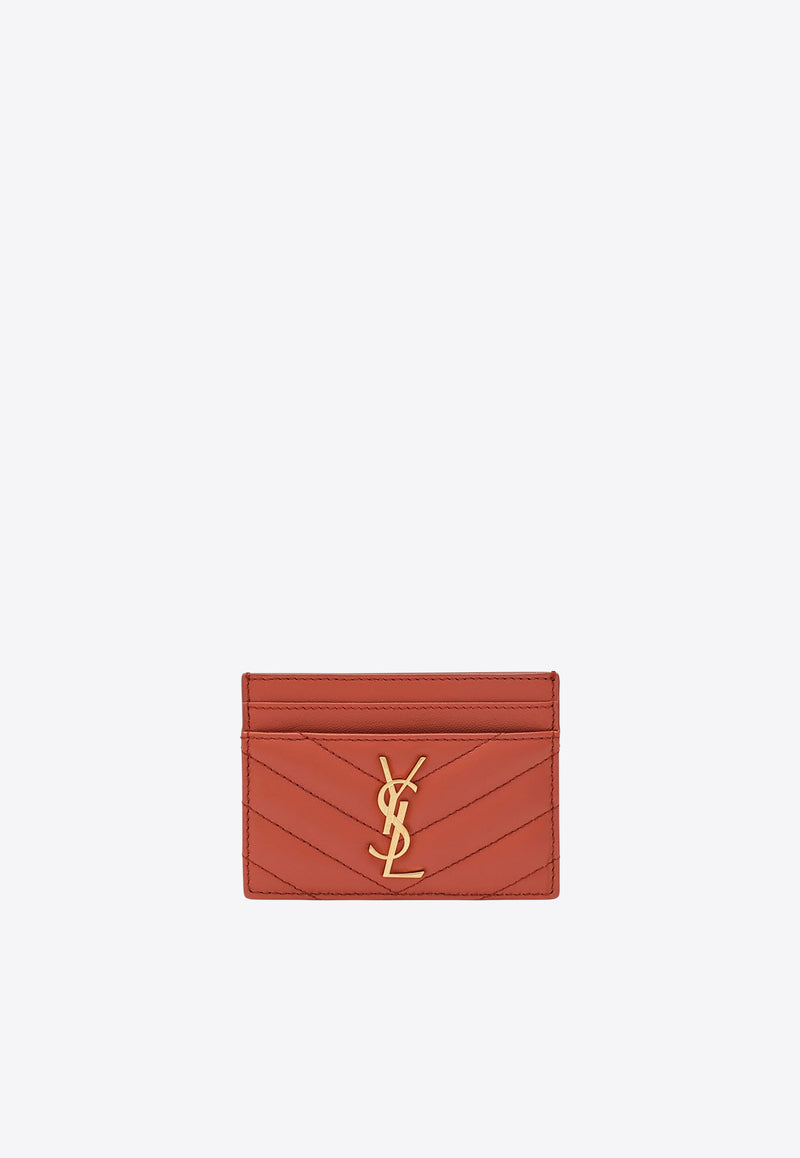 Saint Laurent Cassandre Quilted Leather Cardholder Orange 423291AAA44/R_YSL-7993