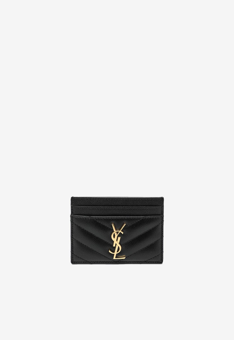 Saint Laurent Cassandre Quilted Leather Cardholder Black 423291BOW01/R_YSL-1000