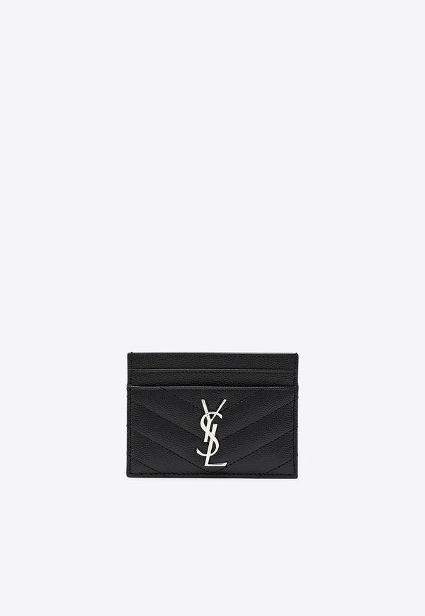Saint Laurent Cassandre Leather Cardholder Black 423291BOW02/R_YSL-1000