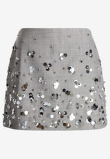 Simkhai Larissa Embellished Mini Skirt  Gray 424-3050-AGREY