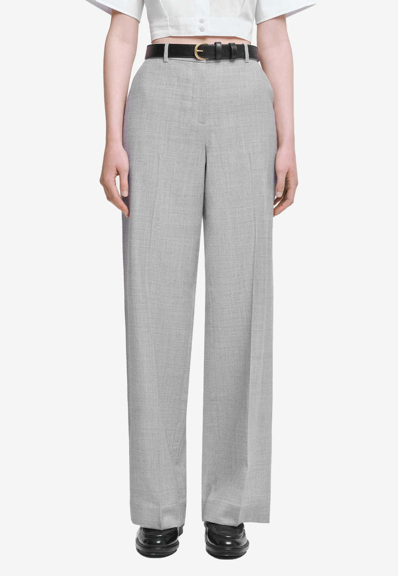 Simkhai Tavar Straight-Leg Wool Pants Gray 424-4056-AGREY