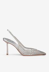 Le Silla Nicole 80 Crystal-Embellished Slingback Pumps 4247D080BXPPWAS 921 Silver
