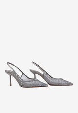 Le Silla Nicole 80 Crystal Mesh Slingback Pumps Gray 4247D080BYPPGSL 30A