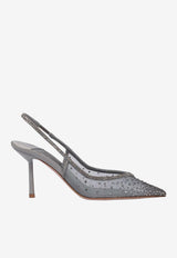 Le Silla Nicole 80 Crystal Mesh Slingback Pumps Gray 4247D080BYPPGSL 30A