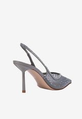 Le Silla Nicole 80 Crystal Mesh Slingback Pumps Gray 4247D080BYPPGSL 30A