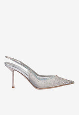 Le Silla Nicole 80 Crystal Embellished Slingback Mesh Pumps Silver 4247D080BYPPWAS 921