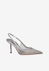 Le Silla Nicole 80 Crystal Embellished Slingback Mesh Pumps Silver 4247D080BYPPWAS 921