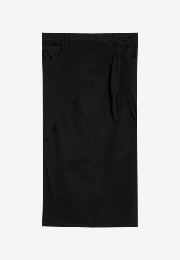 Courrèges Draped Midi Denim Skirt Black 424DJU205DE0020/P_COURR-9999