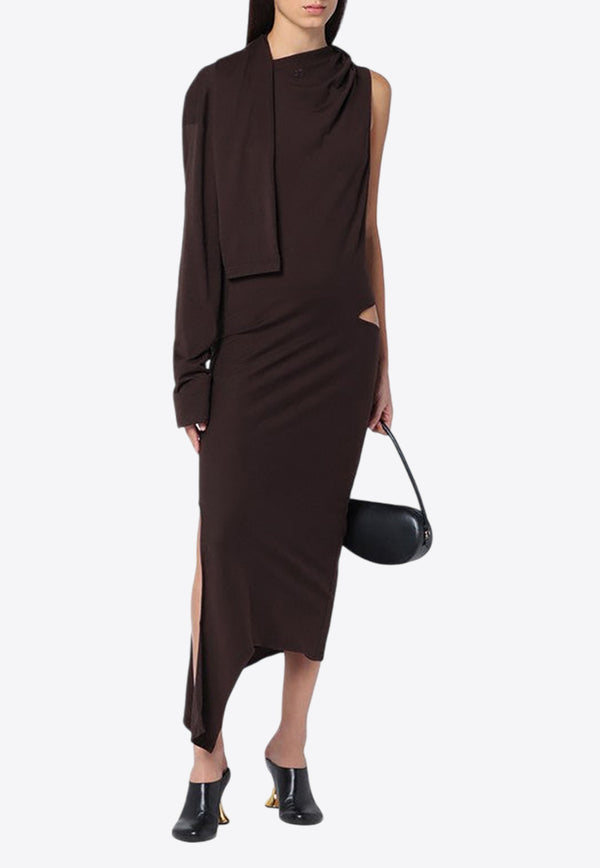 Courrèges One-Shoulder Draped Midi Dress Brown 424JRO486JS0175/P_COURR-1983