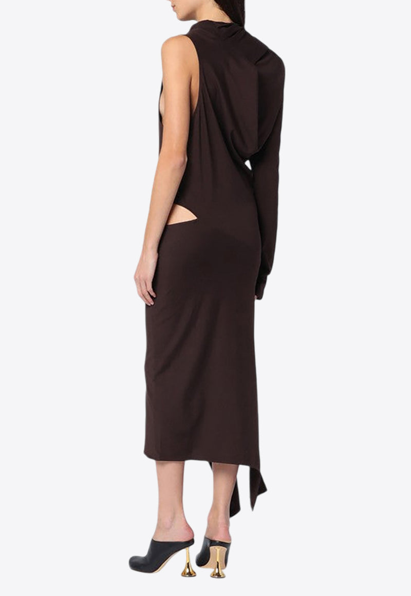 Courrèges One-Shoulder Draped Midi Dress Brown 424JRO486JS0175/P_COURR-1983