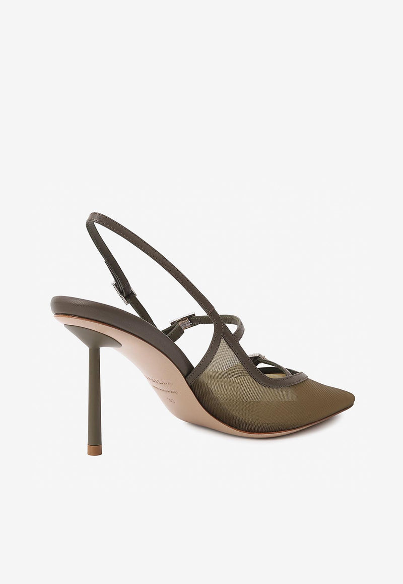 Le Silla Morgana 80 Slingback Mesh Pumps 4293D080BXPPNEM 961 Brown