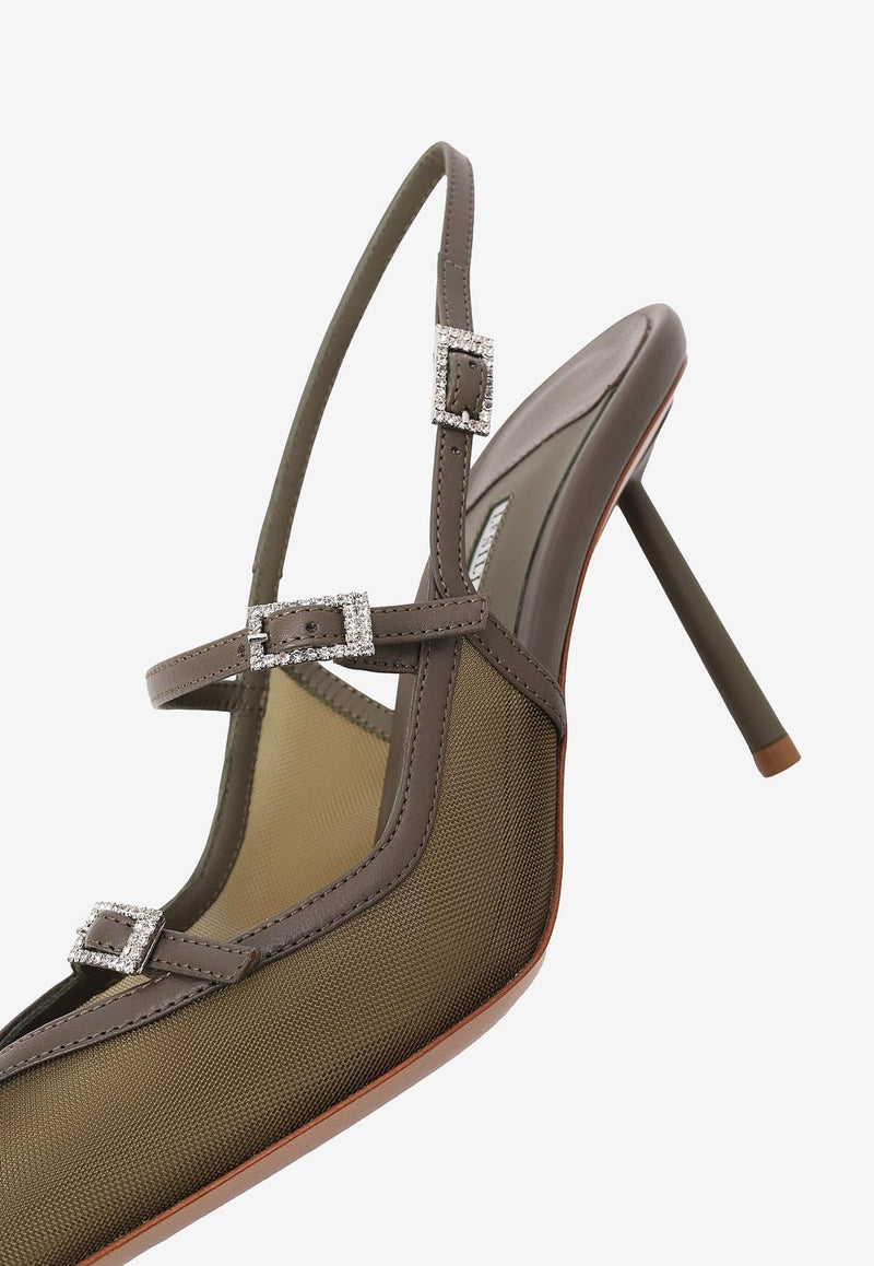 Le Silla Morgana 80 Slingback Mesh Pumps 4293D080BXPPNEM 961 Brown