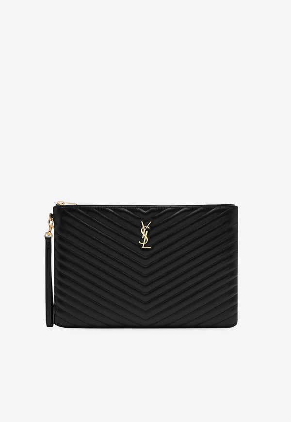 Saint Laurent Cassandre Leather Document Holder  Black 440222CWU01/R_YSL-1000