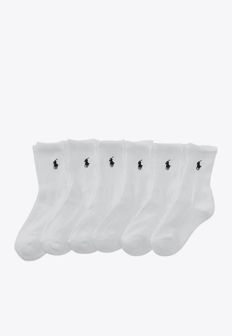 Polo Ralph Lauren Kids Boys Logo Embroidered Socks - Set of 3 White 442778113001CO/P_POLOR-WHT