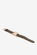 Medium Heure H 30mm Watch in Shiny Alligator Single Tour Strap with Diamond-Set Rose Gold Case