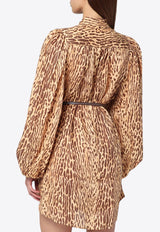 Zimmermann Cascadian Leopard Print Mini Linen Dress Brown 4593DSS255LI/R_ZIMM-TL