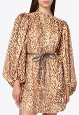 Zimmermann Cascadian Leopard Print Mini Linen Dress Brown 4593DSS255LI/R_ZIMM-TL
