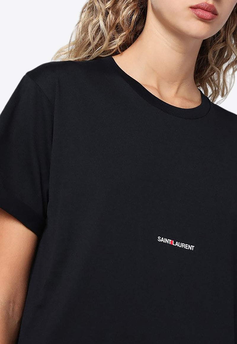 Saint Laurent Logo Print Crewneck T-shirt Black 460876YB2DQ/P_YSL-1000