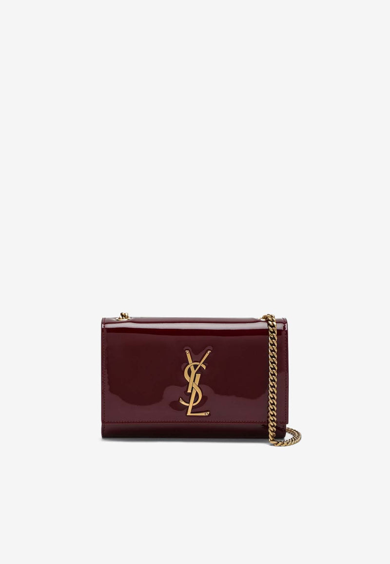 Saint Laurent Small Kate Patent Leather Crossbody Bag Bordeaux 469390B870W/P_YSL-6259