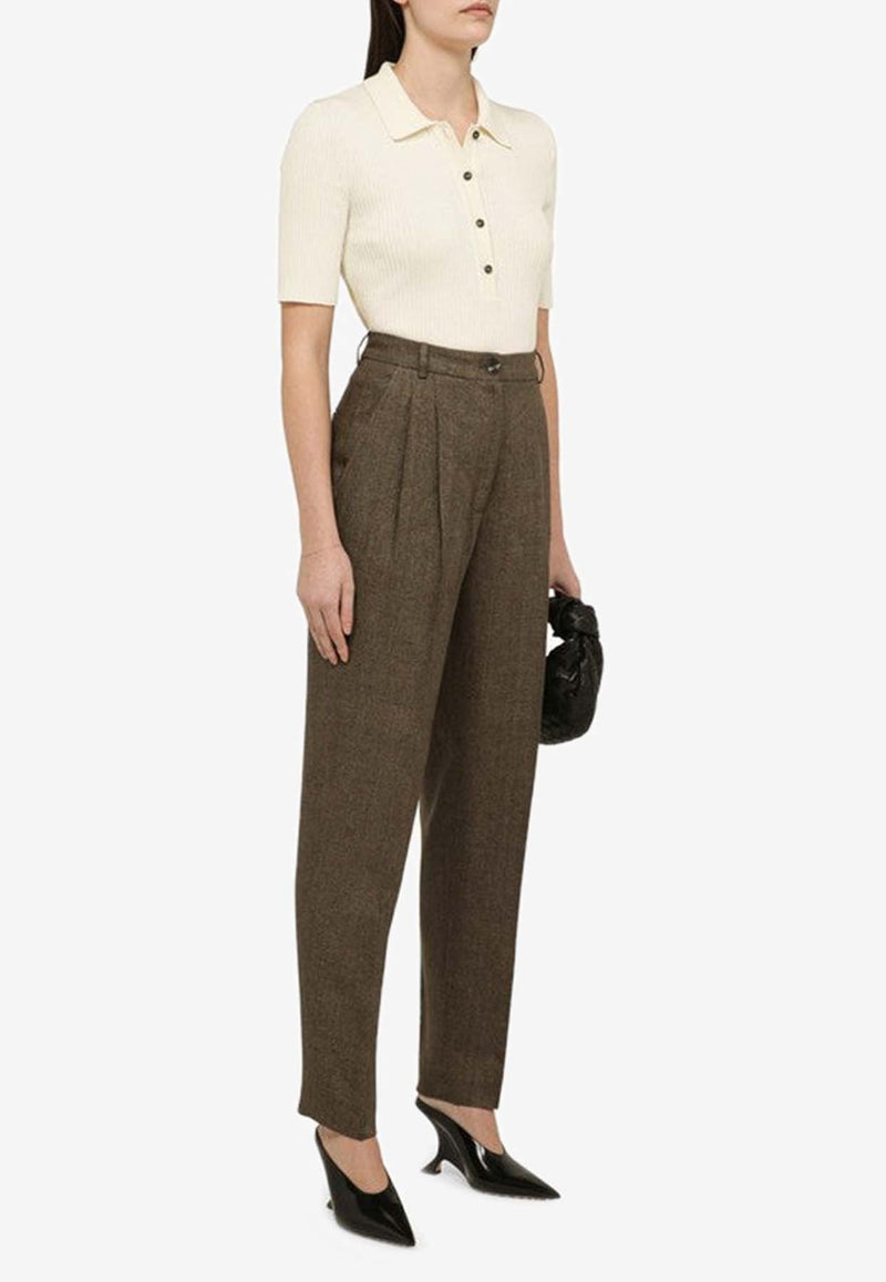 Quelledue Tapered-Leg Tailored Pants Brown 477503/O_QUELD-11