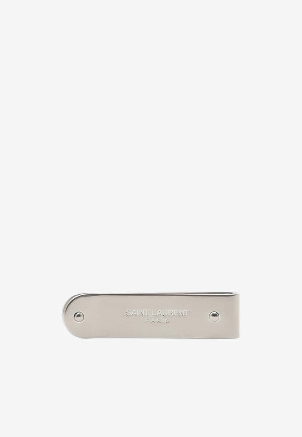 Saint Laurent Logo Engraved ID Money Clip Silver 485362J160E/P_YSL-8102