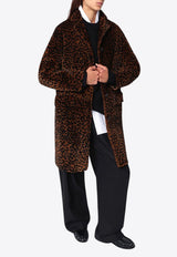 Salvatore Santoro Leopard Print Leather Coat  Brown 49009LE/R_SSANT-BR